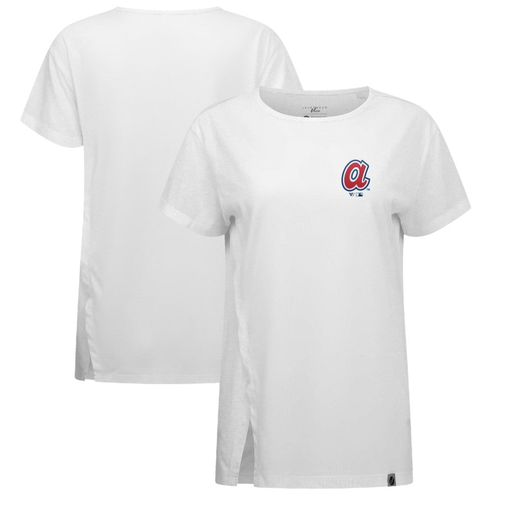 Atlanta Braves Levelwear Women's Influx Cooperstown Core Logo T-Shirt - White - MLB on Sale