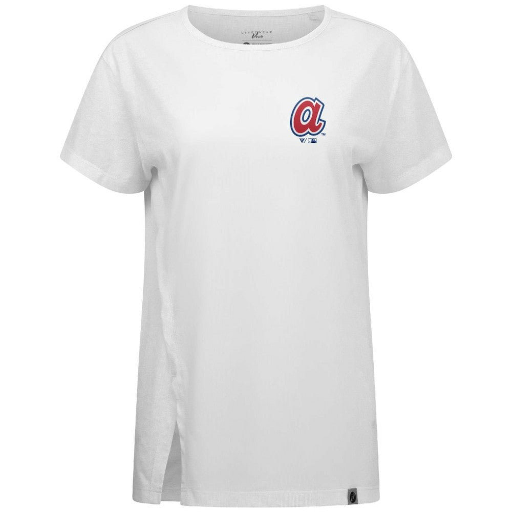 Atlanta Braves Levelwear Women's Influx Cooperstown Core Logo T-Shirt - White - MLB on Sale