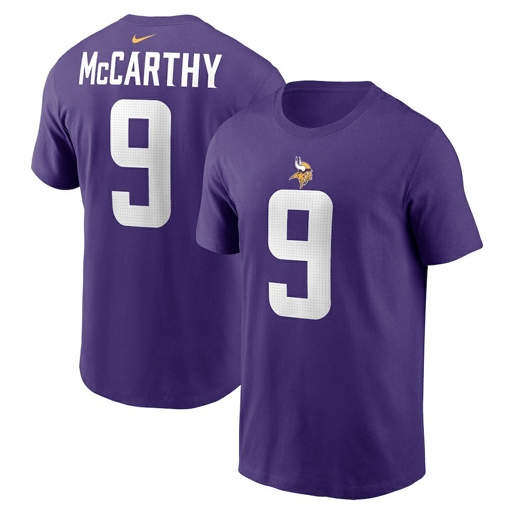 Nike J.J. McCarthy Minnesota Vikings Name & Number T-Shirt Purple
