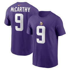 Nike J.J. McCarthy Minnesota Vikings Name & Number T-Shirt Purple