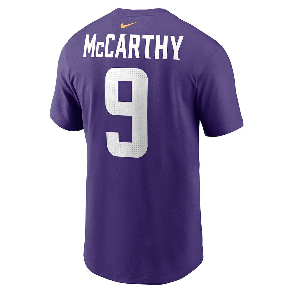 Nike J.J. McCarthy Minnesota Vikings Name & Number T-Shirt Purple