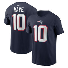 Nike Drake Maye New England Patriots Name & Number T-Shirt Navy