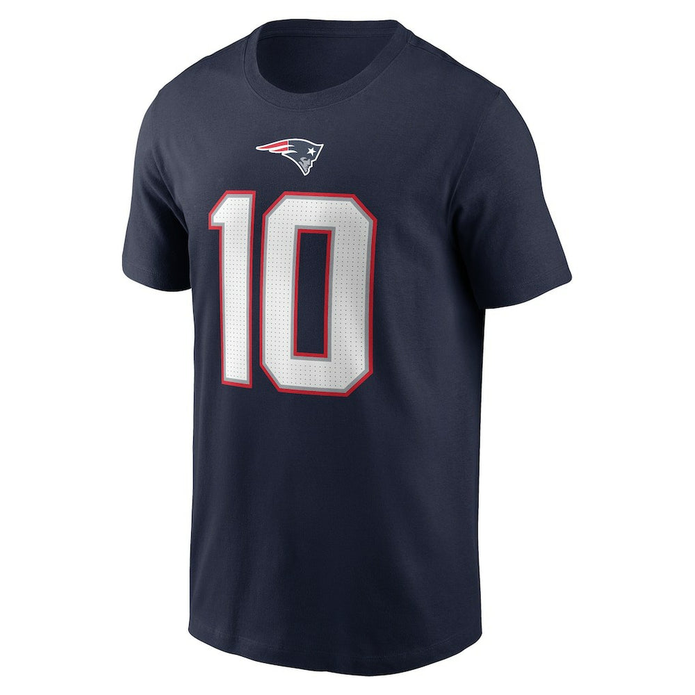 Nike Drake Maye New England Patriots Name & Number T-Shirt Navy