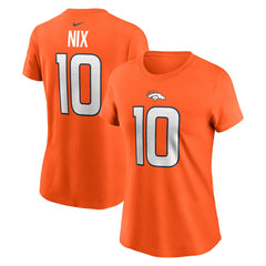 Nike Bo Nix Denver Broncos Women's Name & Number T-Shirt Orange