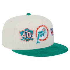 Miami Dolphins New Era Throwback Corduroy 59FIFTY Fitted Hat Cream/Aqua