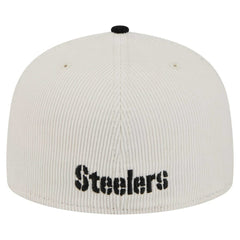 Pittsburgh Steelers New Era Corduroy 59FIFTY Fitted Hat Cream/Black