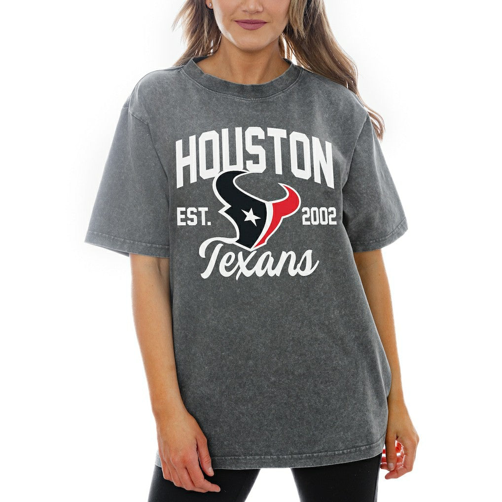 Houston Texans Gameday Couture Women's Tackle Titan Relaxed Fit T-Shirt Gray