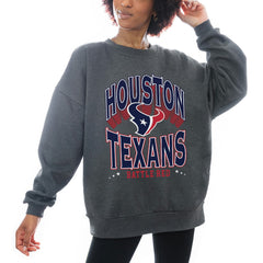Houston Texans Gameday Couture Women's Oversized Long Weekend Premium Fleece Drop Shoulder Pullover Sweatshirt Charcoal