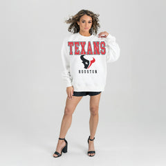 Houston Texans Gameday Couture Women's Sunday Drives Oversized Crewneck Pullover Sweatshirt White