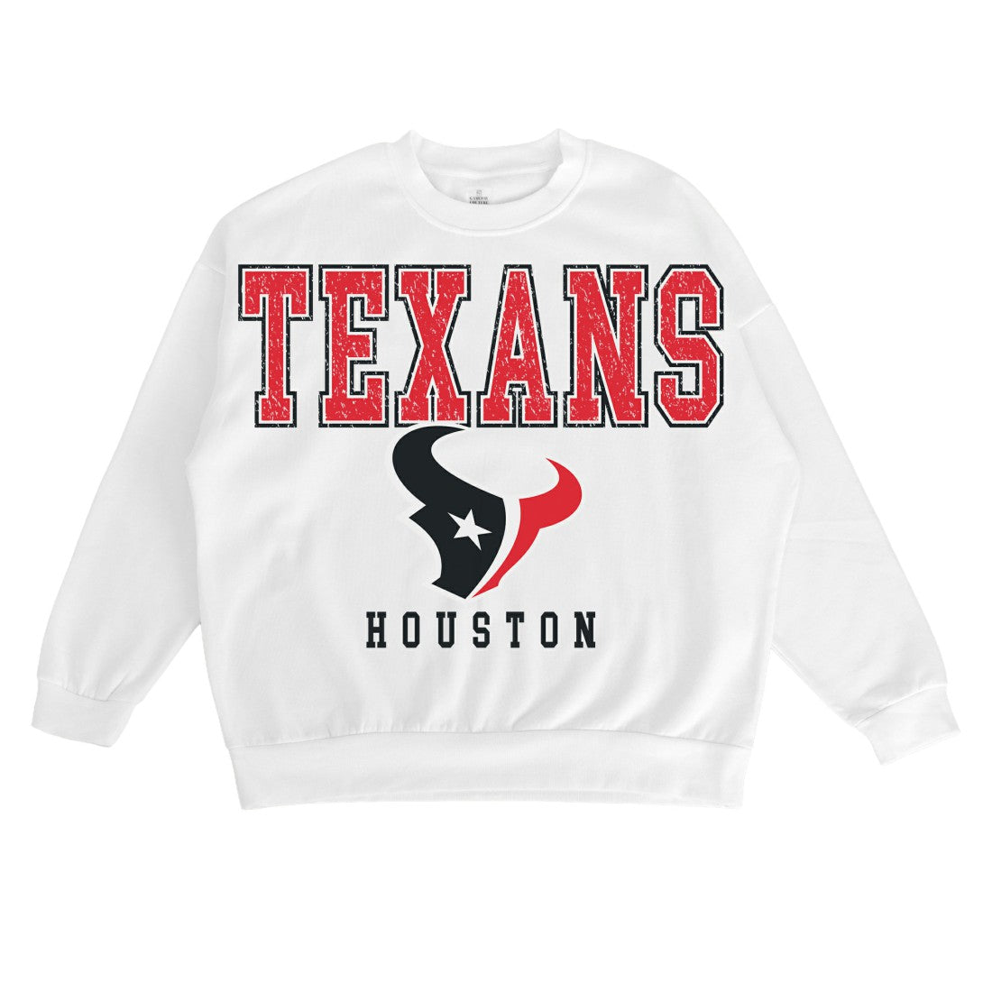 Houston Texans Gameday Couture Women's Sunday Drives Oversized Crewneck Pullover Sweatshirt White