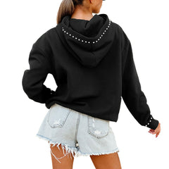 New York Jets Gameday Couture Women's Oversized Catch the Vibe Studded Pullover Hoodie Black