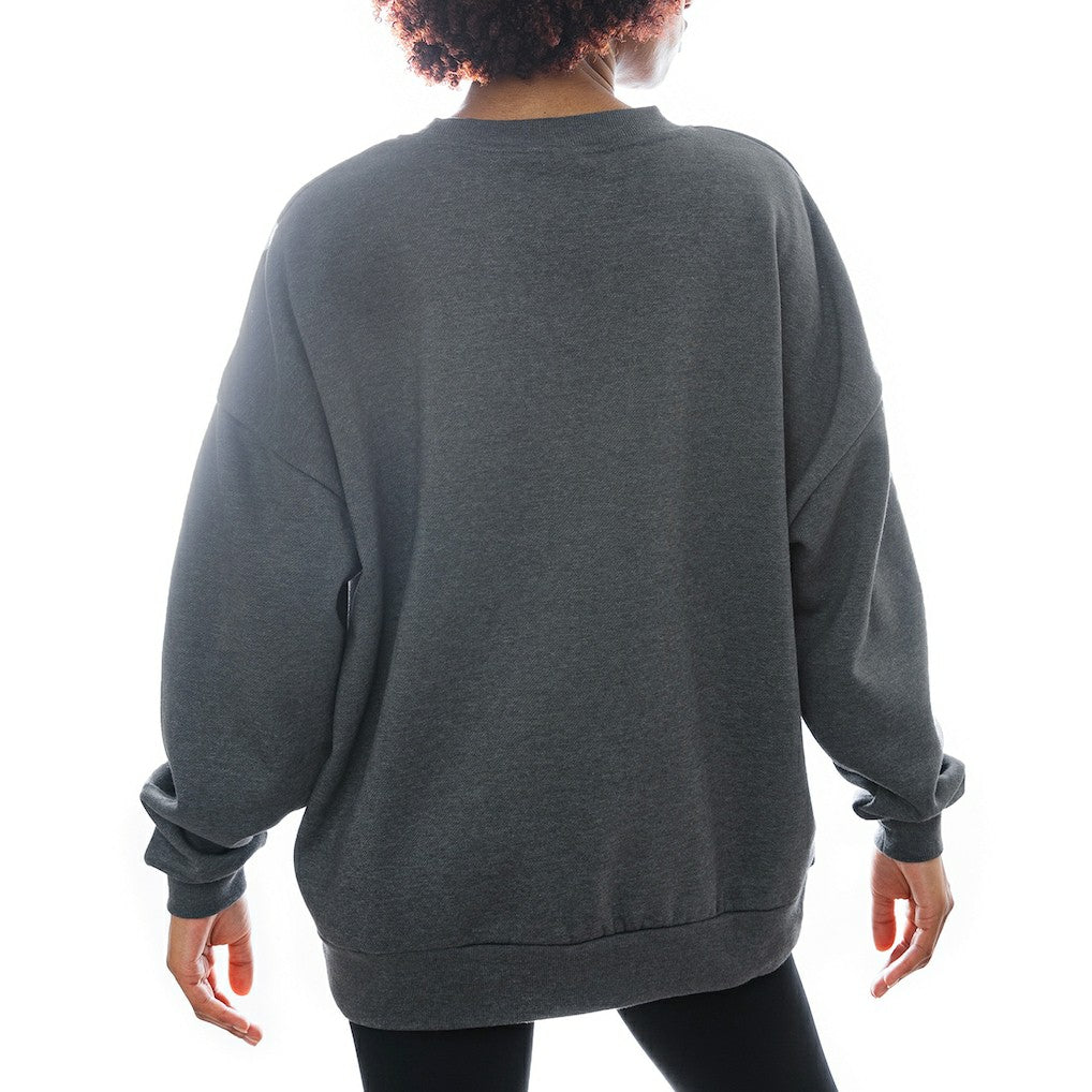 Cleveland Browns Gameday Couture Women's Oversized Long Weekend Premium Fleece Drop Shoulder Pullover Sweatshirt Charcoal