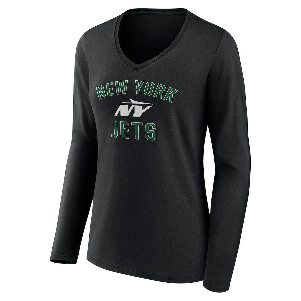 New York Jets Women's Victory Arch Long Sleeve V-Neck T-Shirt Black