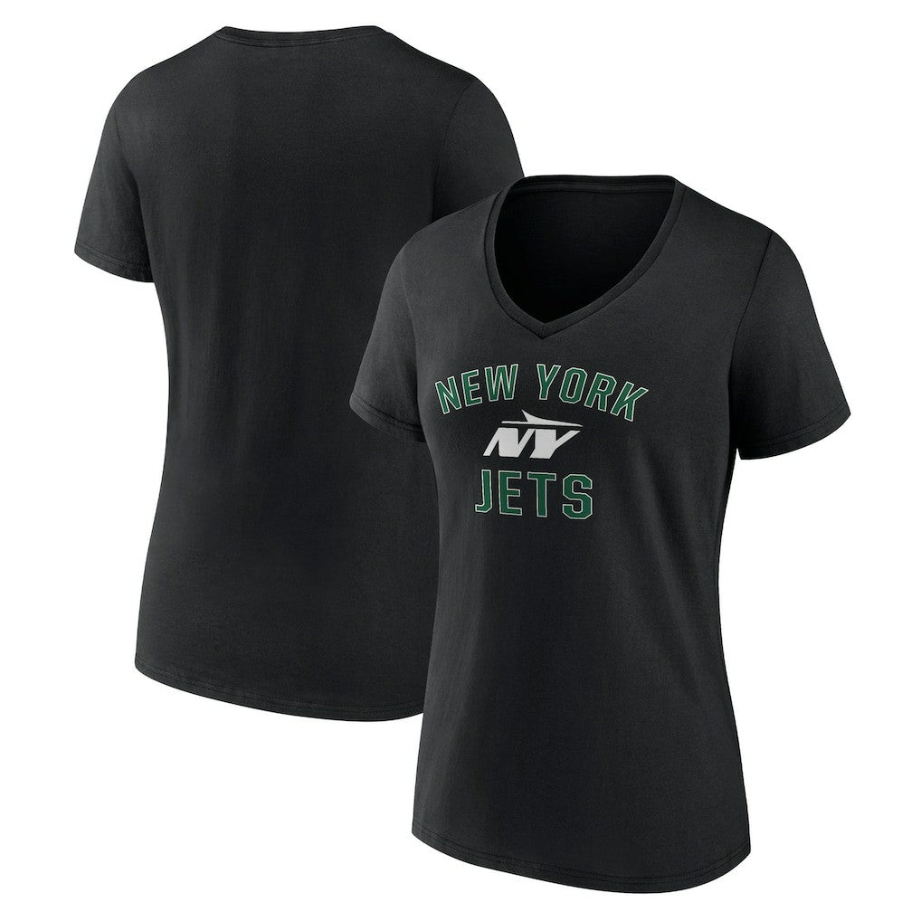 New York Jets Women's Victory Arch V-Neck T-Shirt Black