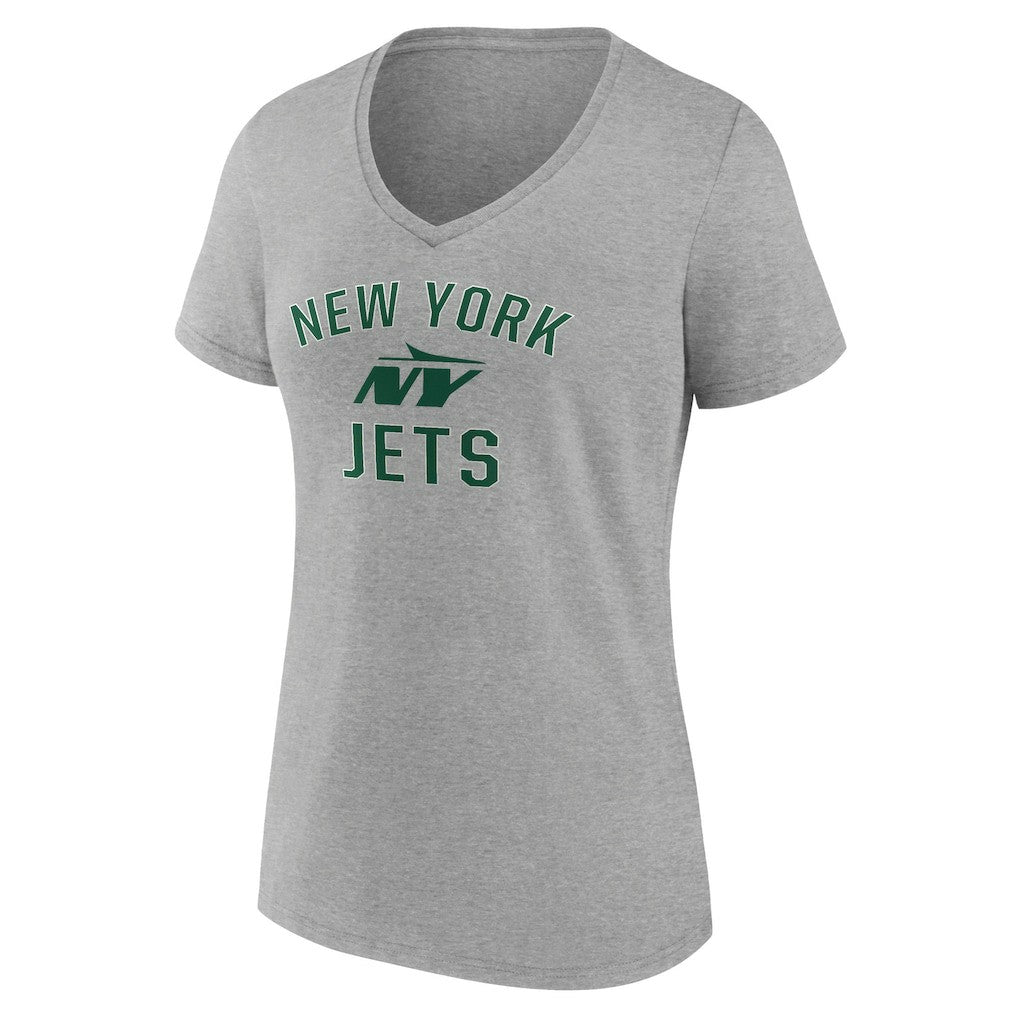 New York Jets Women's Victory Arch V-Neck T-Shirt Gray