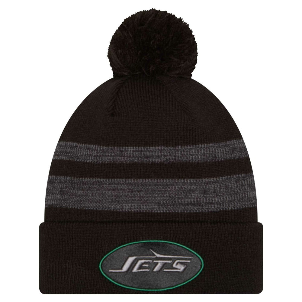 New York Jets New Era Black Dispatch Cuffed Knit Hat with Pom