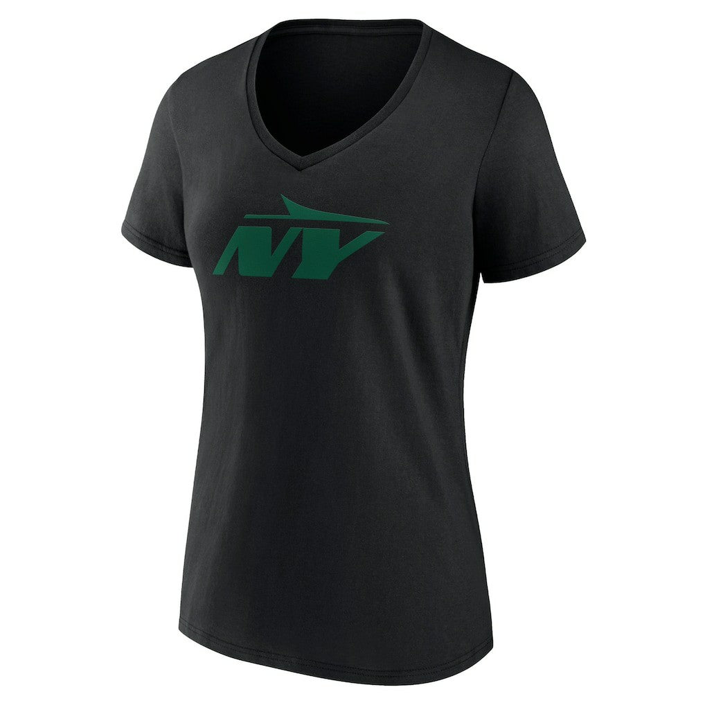 New York Jets Women's Secondary Logo V-Neck T-Shirt Black
