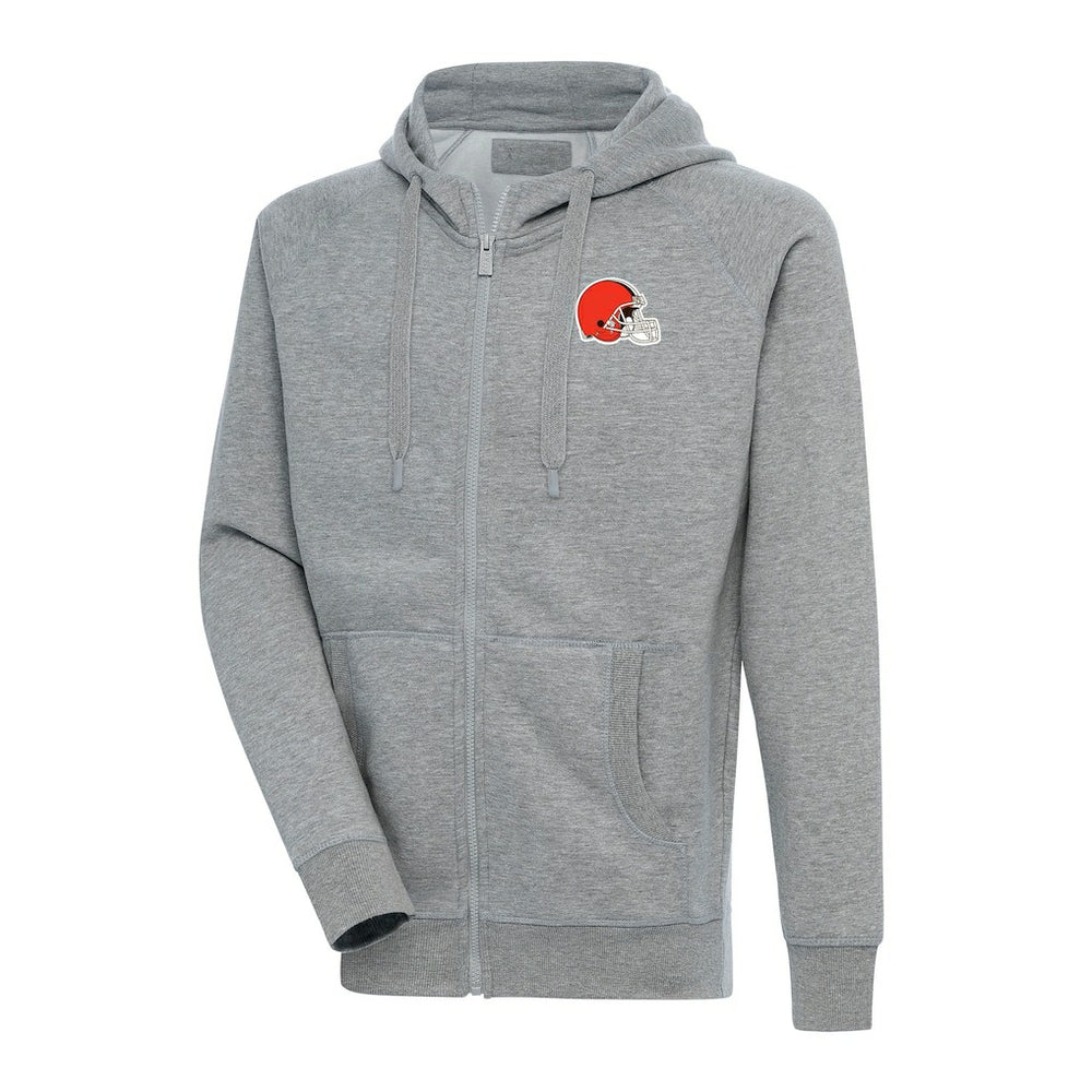 Cleveland Browns Antigua Big & Tall Victory Full-Zip Hoodie Heather Gray