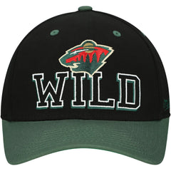 Minnesota Wild Mitchell & Ness Backside Script 2-Tone Pro Crown Adjustable Hat - Black/Green - NHL 201546274