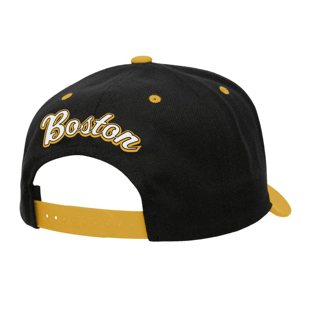 Boston Bruins Mitchell & Ness Backside Script 2-Tone Pro Crown Adjustable Hat - Black/Gold - NHL 201546276