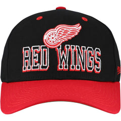 Detroit Red Wings Mitchell & Ness Backside Script Two-Tone Pro Crown Adjustable Hat - Black/Red - NHL 201546281