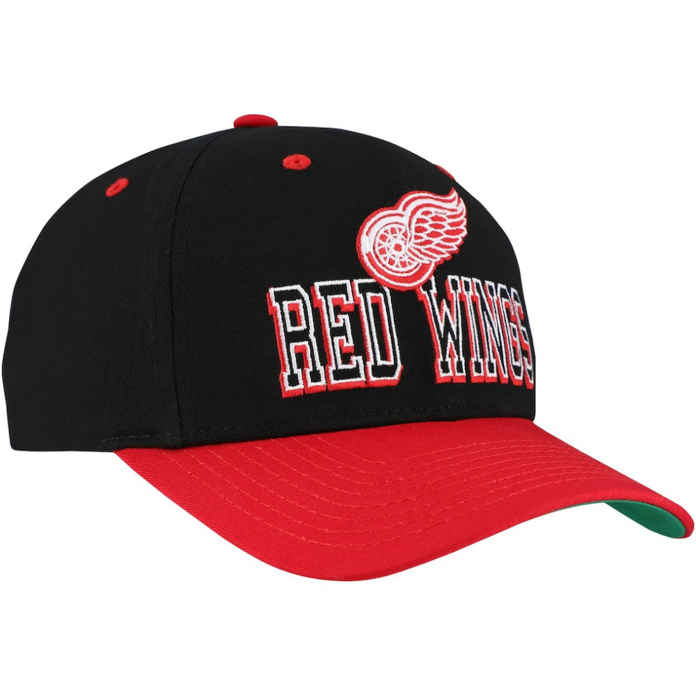 Detroit Red Wings Mitchell & Ness Backside Script Two-Tone Pro Crown Adjustable Hat - Black/Red - NHL 201546281