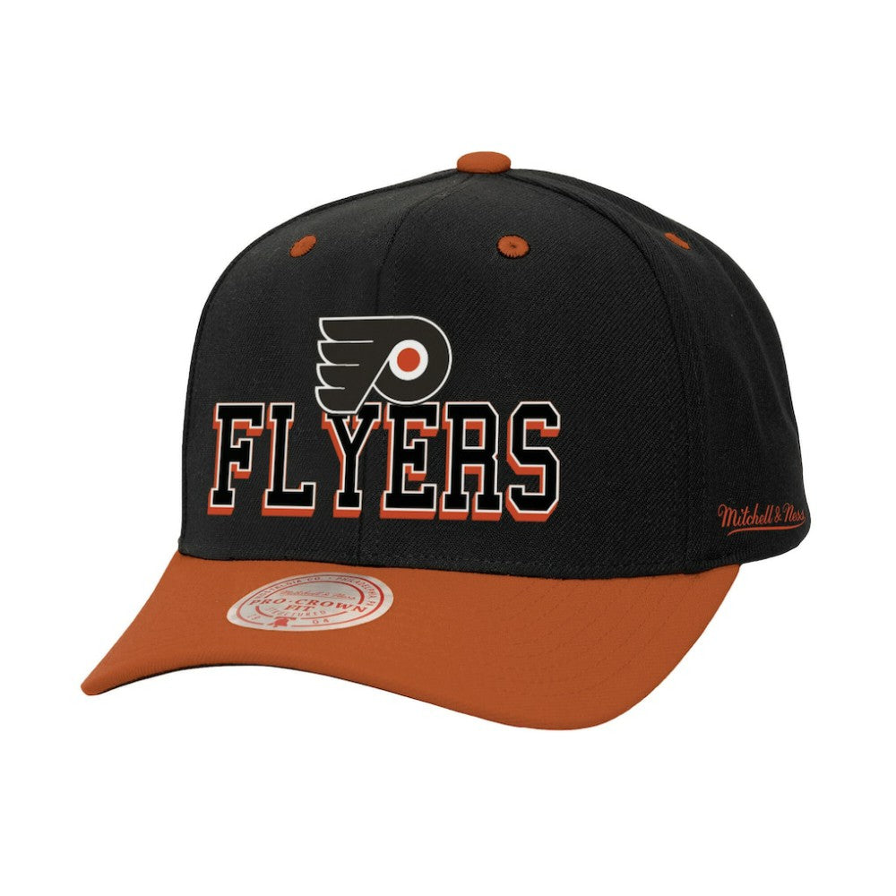 Philadelphia Flyers Mitchell & Ness Backside Script 2-Tone Pro Crown Adjustable Hat - Black/Orange - NHL 201546287