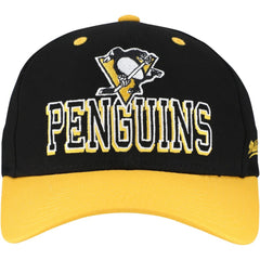 Pittsburgh Penguins Mitchell & Ness Backside Script Two-Tone Pro Crown Adjustable Hat - Black/Gold - NHL 201546288