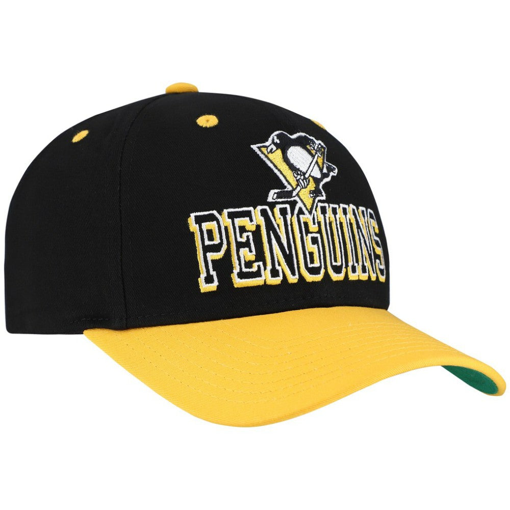 Pittsburgh Penguins Mitchell & Ness Backside Script Two-Tone Pro Crown Adjustable Hat - Black/Gold - NHL 201546288