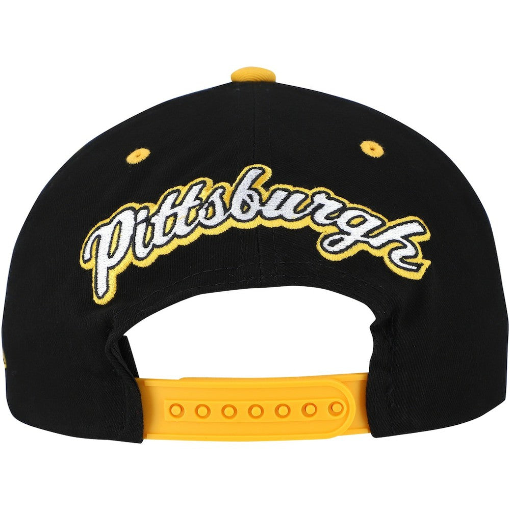Pittsburgh Penguins Mitchell & Ness Backside Script Two-Tone Pro Crown Adjustable Hat - Black/Gold - NHL 201546288