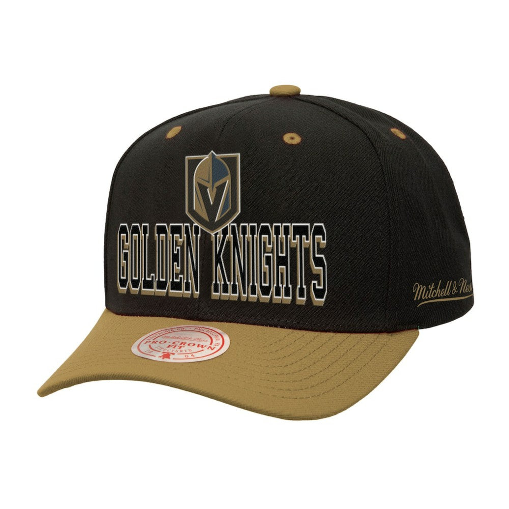 Vegas Golden Knights Mitchell & Ness Backside Script Two-Tone Pro Crown Adjustable Hat - Black/Gold - NHL 201546294