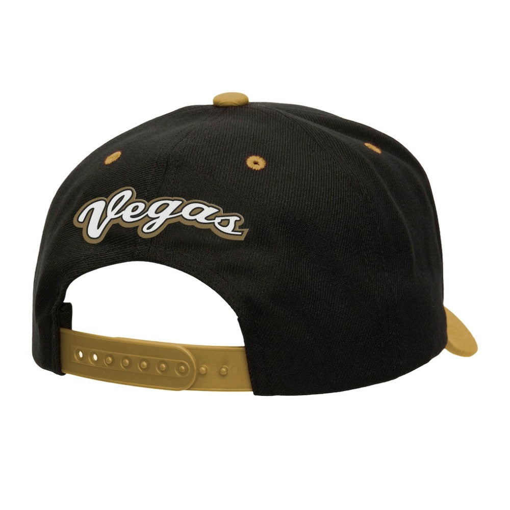 Vegas Golden Knights Mitchell & Ness Backside Script Two-Tone Pro Crown Adjustable Hat - Black/Gold - NHL 201546294