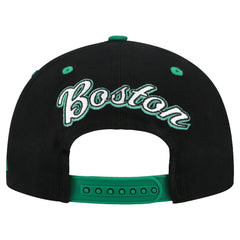 Boston Celtics Backside Script 2-Tone Pro Crown Adjustable Hat Black/Kelly Green | Mitchell & Ness US