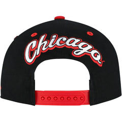 Chicago Bulls Backside Script 2-Tone Pro Crown Adjustable Hat Black/Red | Mitchell & Ness discount
