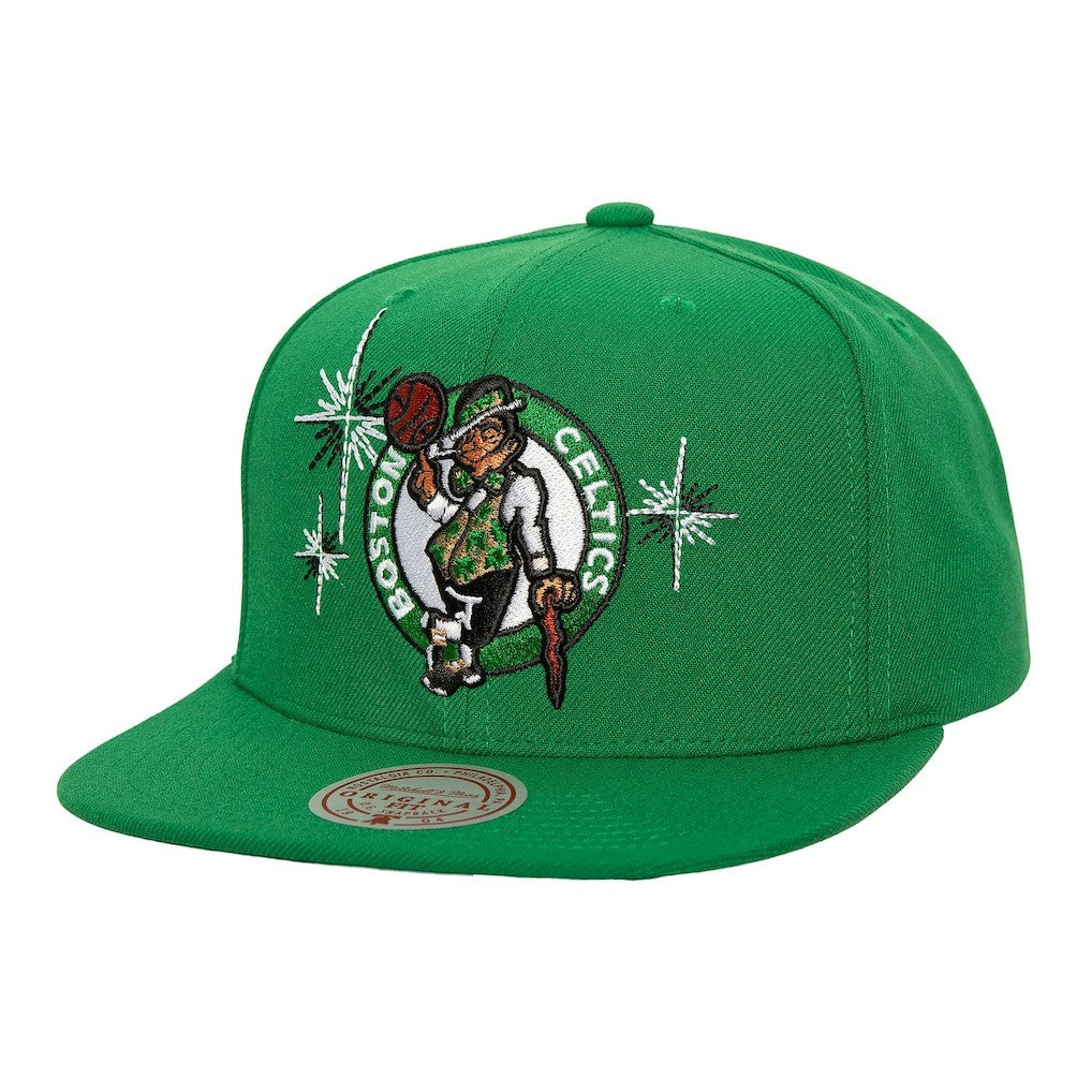 Boston Celtics Starlight Snapback Hat Kelly Green | Mitchell & Ness US