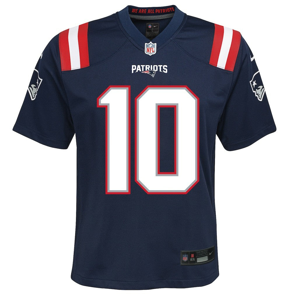 Nike Drake Maye New England Patriots Youth Game Jersey Navy