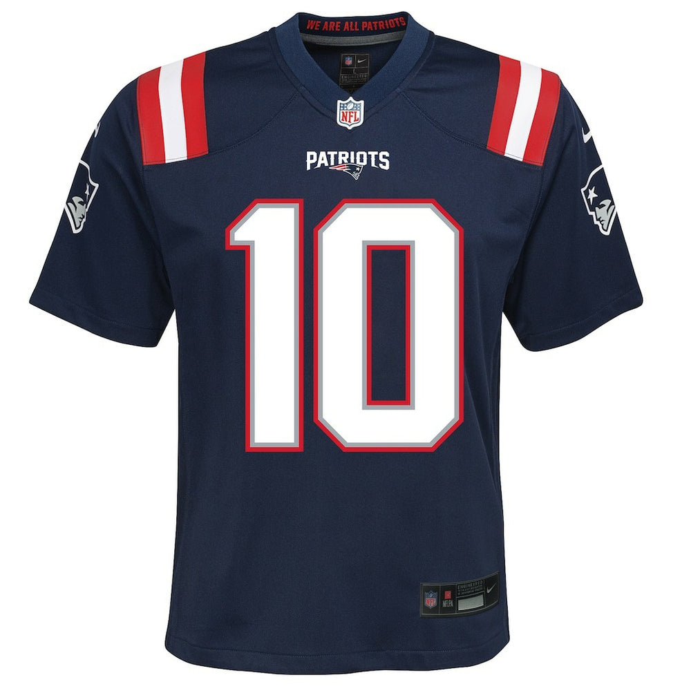 Nike Drake Maye New England Patriots Youth Game Jersey Navy