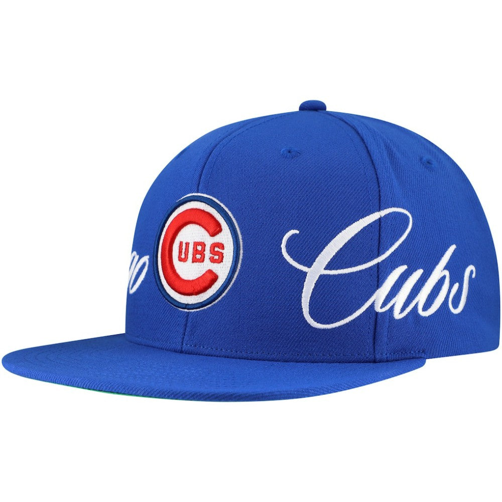 Chicago Cubs Mitchell & Ness Just Don x MLB Lux Script Snapback Hat - Royal - Mitchell & Ness Sale