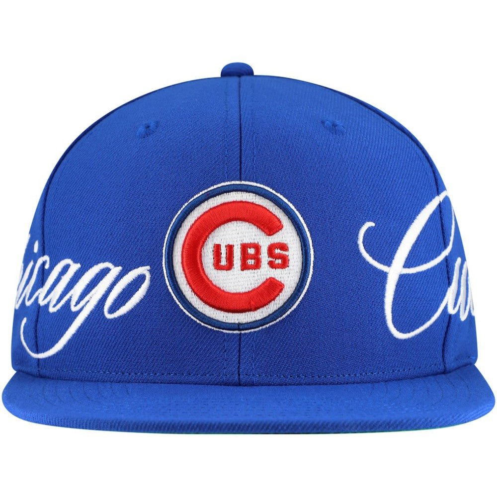 Chicago Cubs Mitchell & Ness Just Don x MLB Lux Script Snapback Hat - Royal - Mitchell & Ness Sale