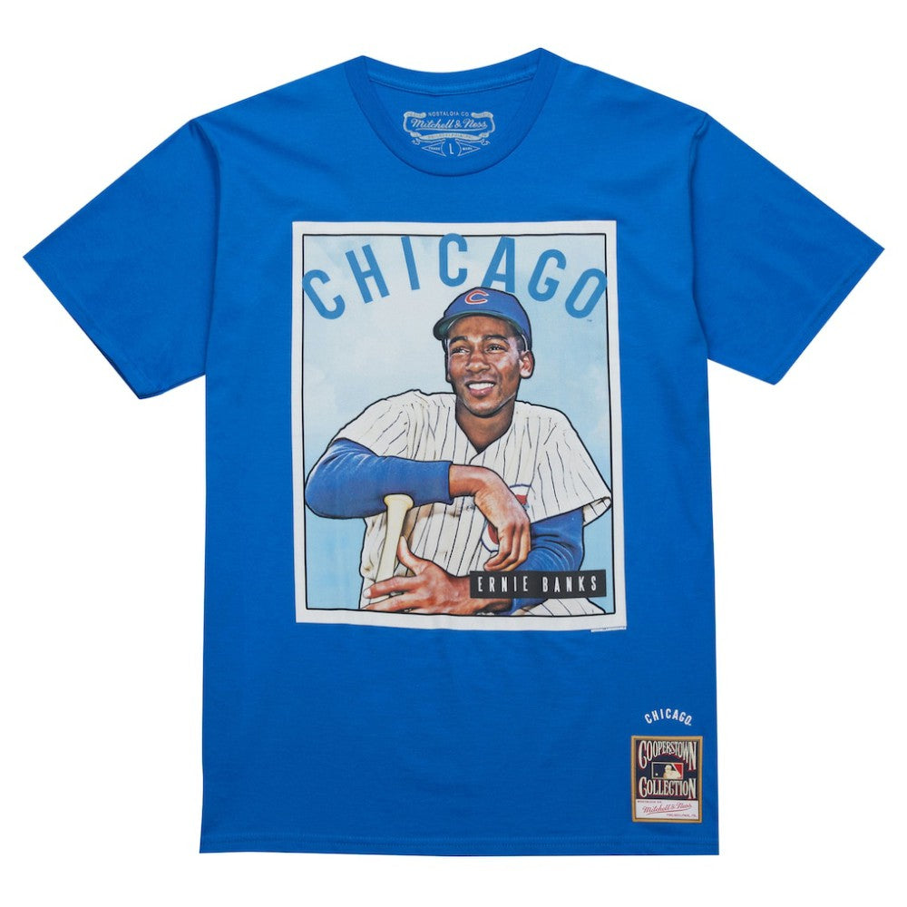 Ernie Banks Chicago Cubs Mitchell & Ness Cooperstown Collection Collectors Connection T-Shirt - Royal - Mitchell & Ness Online