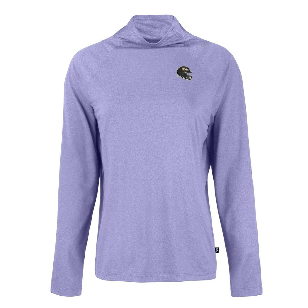 Baltimore Ravens Cutter & Buck Women's Coastline Epic Comfort Eco Recycled Funnel Neck Raglan Pullover Sweatshirt Lavender