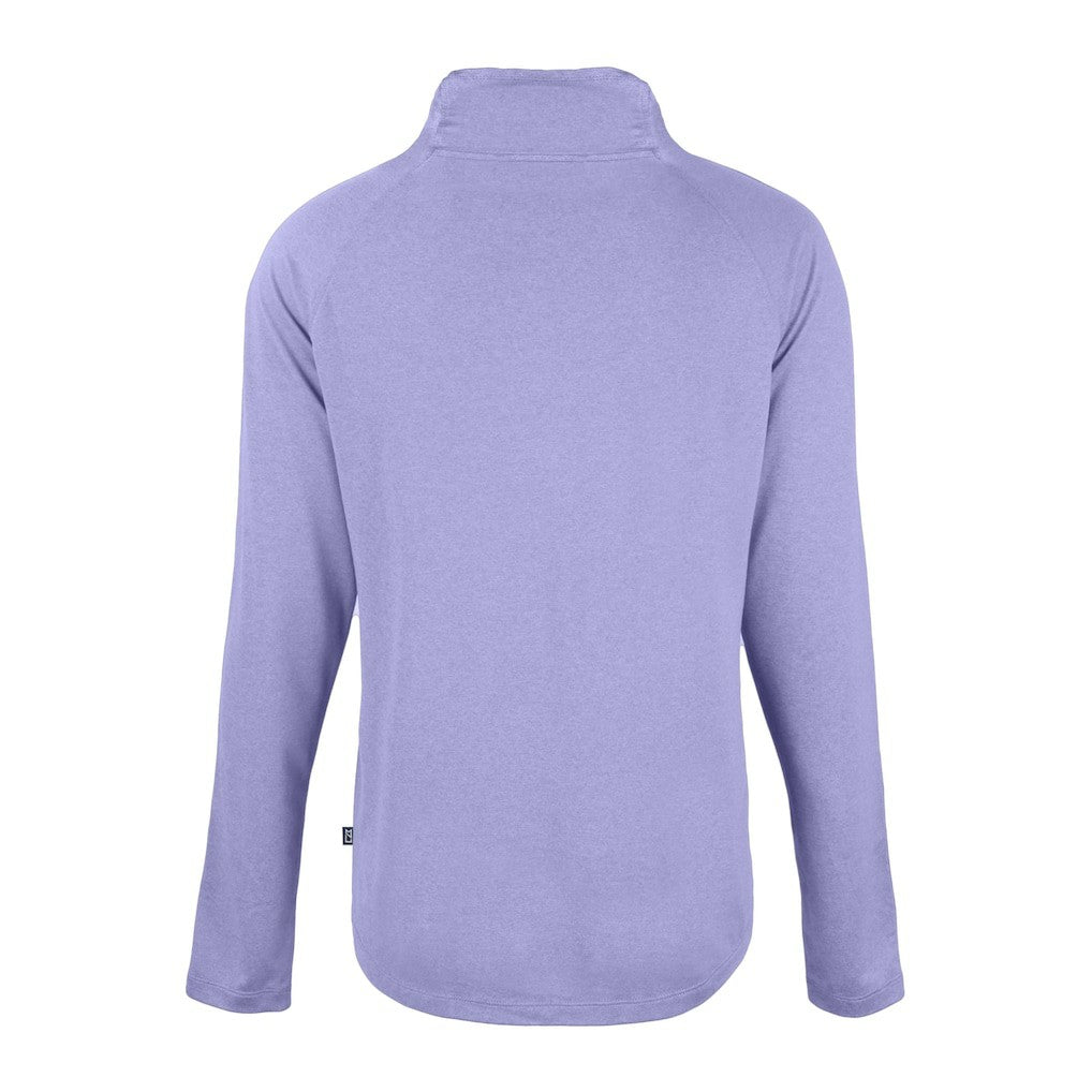 Minnesota Vikings Cutter & Buck Women's Coastline Epic Comfort Eco Recycled Funnel Neck Raglan Pullover Sweatshirt Lavender