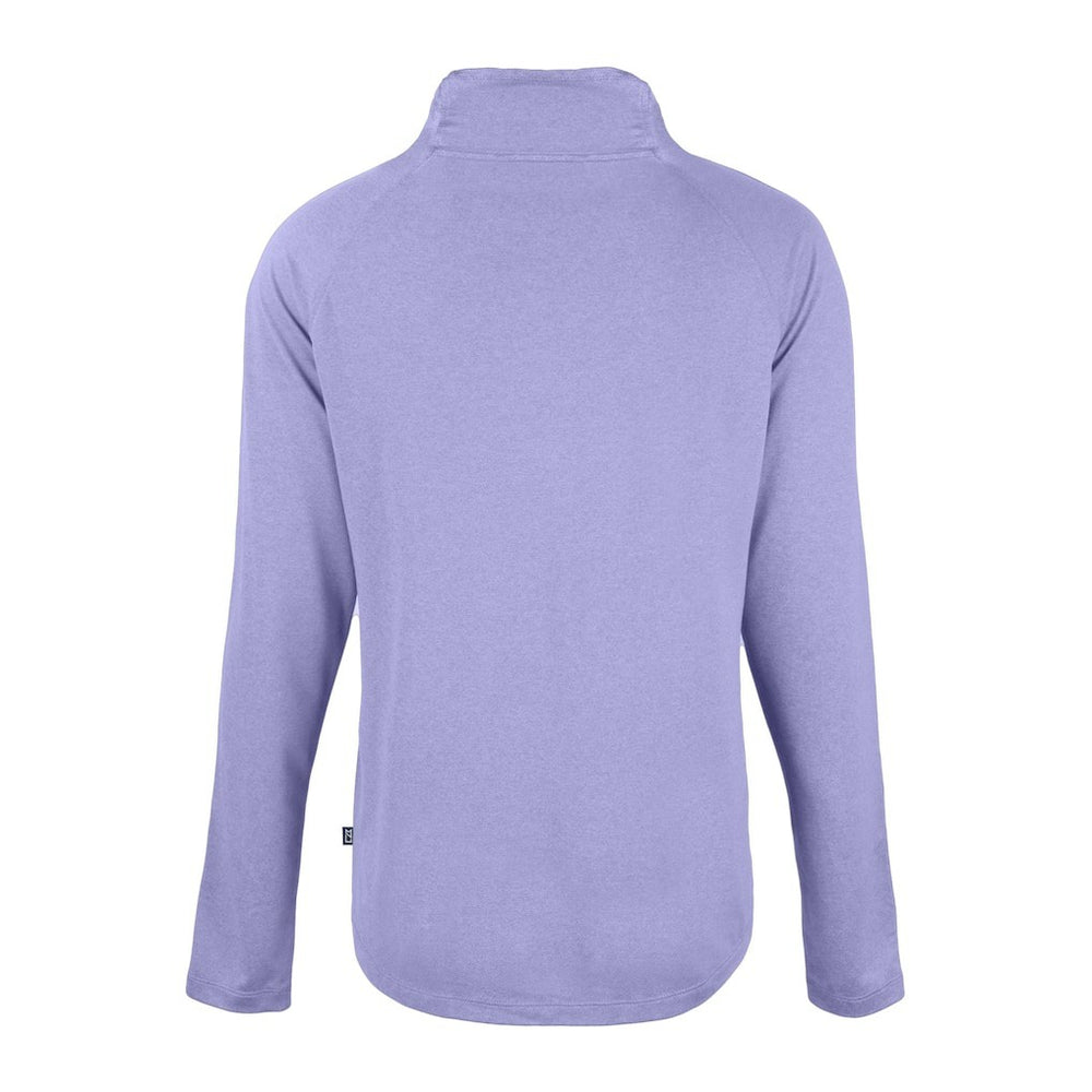 Minnesota Vikings Cutter & Buck Women's Coastline Epic Comfort Eco Recycled Funnel Neck Raglan Pullover Sweatshirt Lavender