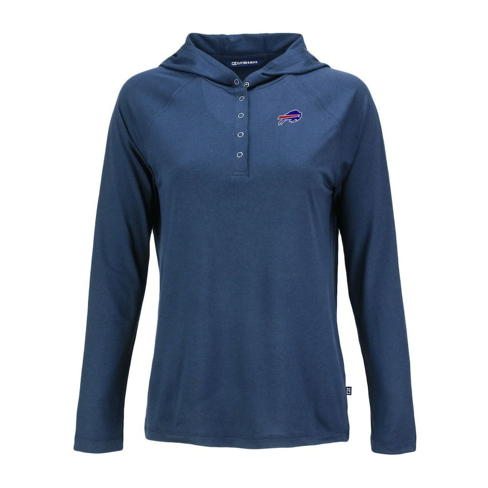 Buffalo Bills Cutter & Buck Women's Coastline Epic Comfort Eco Recycled Raglan Pullover Hoodie Navy