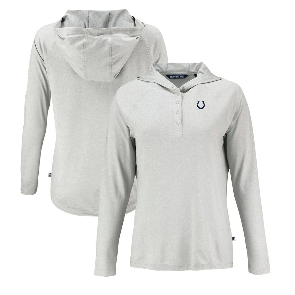 Indianapolis Colts Cutter & Buck Women's Coastline Epic Comfort Eco Recycled Raglan Pullover Hoodie Gray