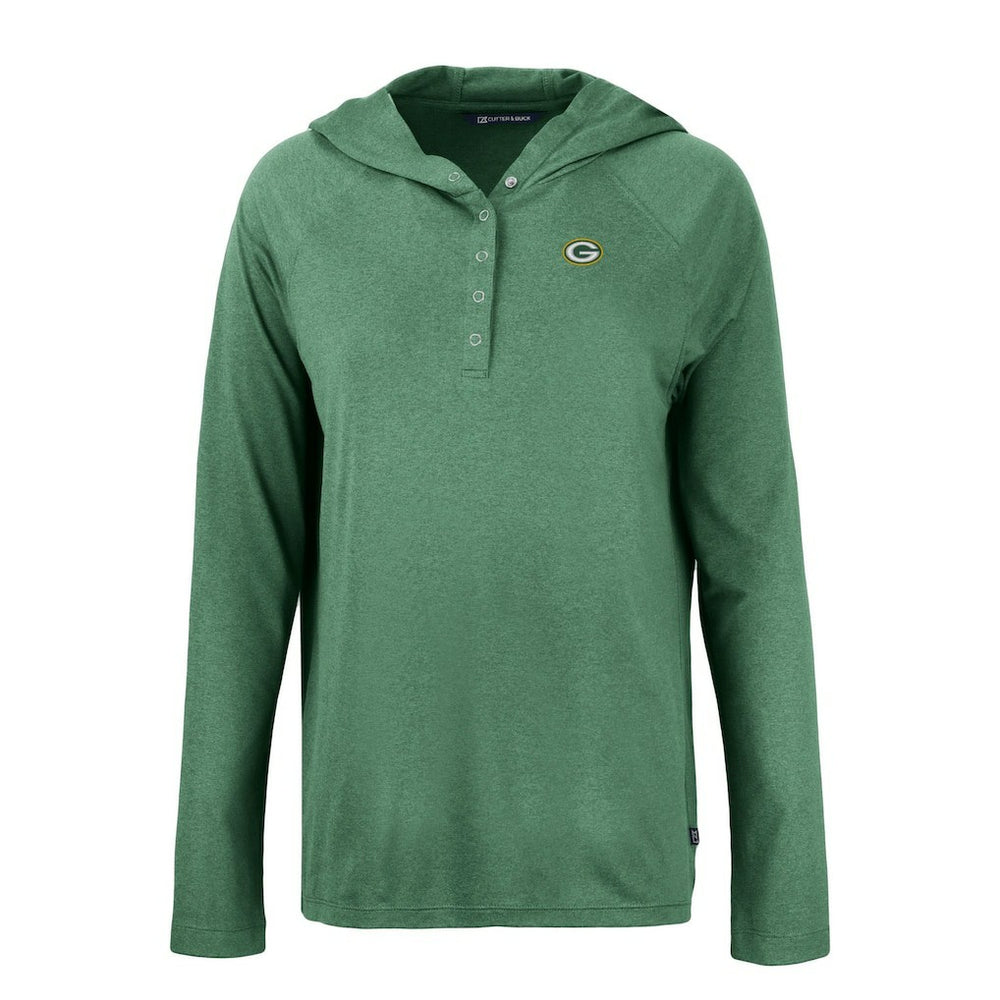 Green Bay Packers Cutter & Buck Women's Coastline Epic Comfort Eco Recycled Raglan Pullover Hoodie Hunter Green