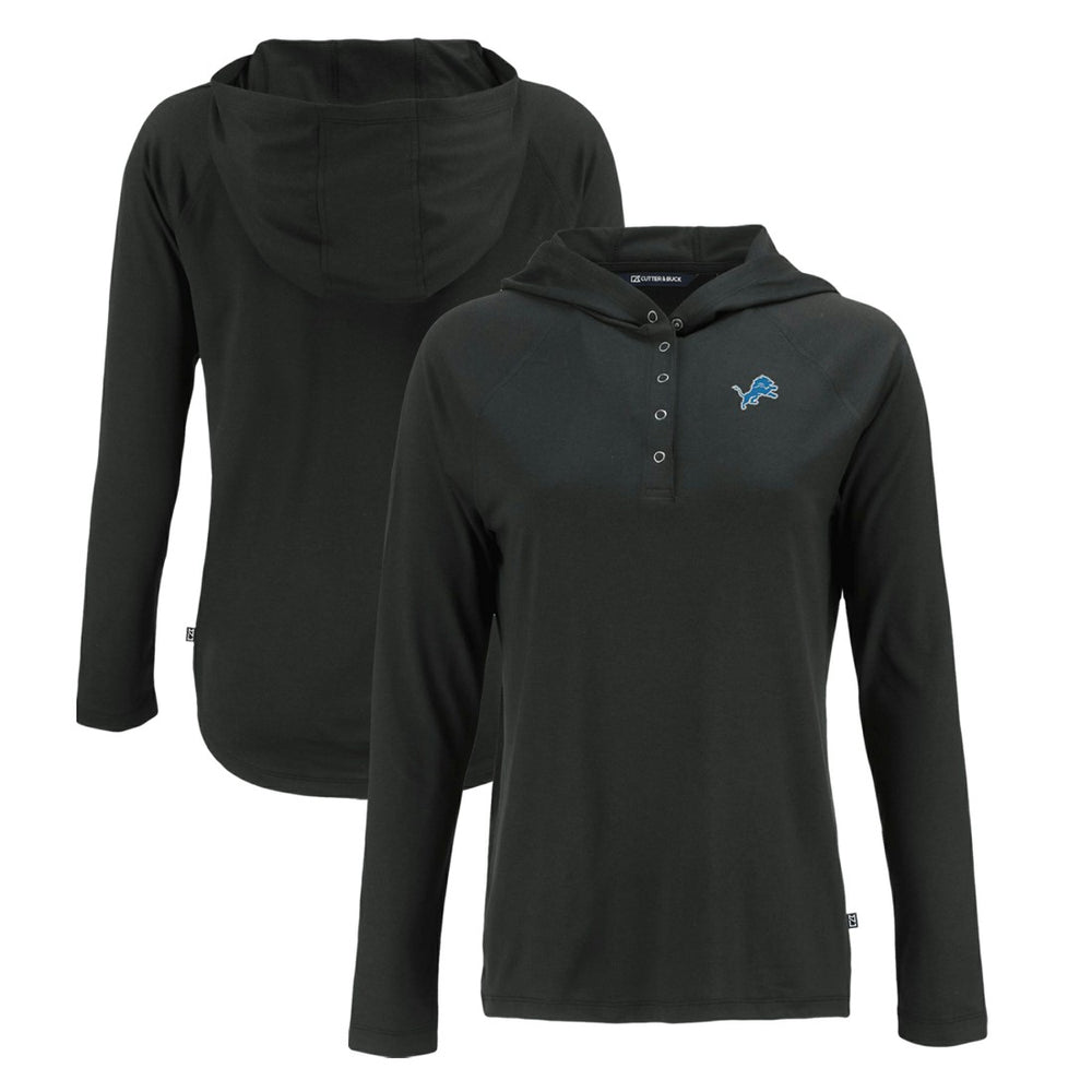 Detroit Lions Cutter & Buck Women's Coastline Epic Comfort Eco Recycled Raglan Pullover Hoodie Black
