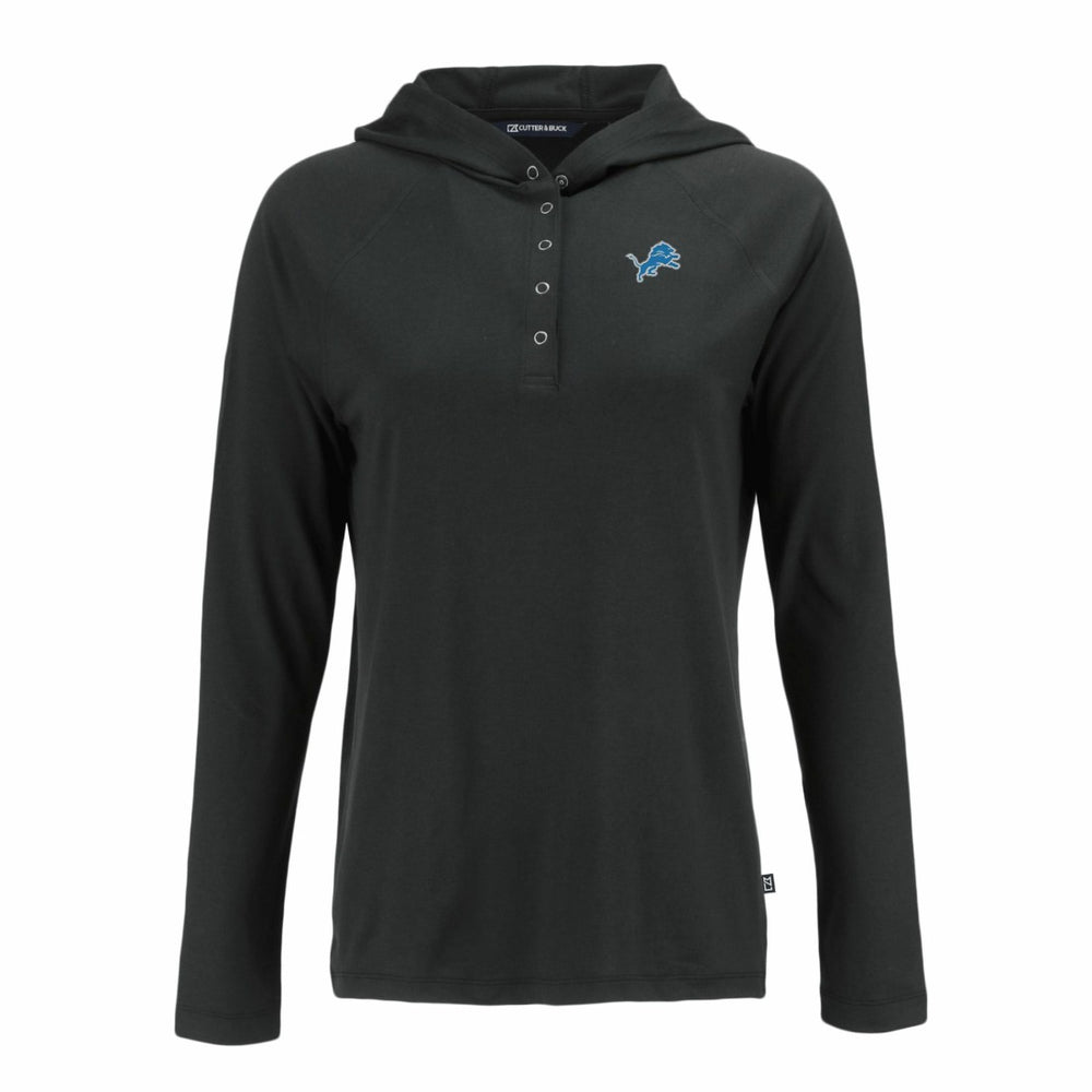 Detroit Lions Cutter & Buck Women's Coastline Epic Comfort Eco Recycled Raglan Pullover Hoodie Black