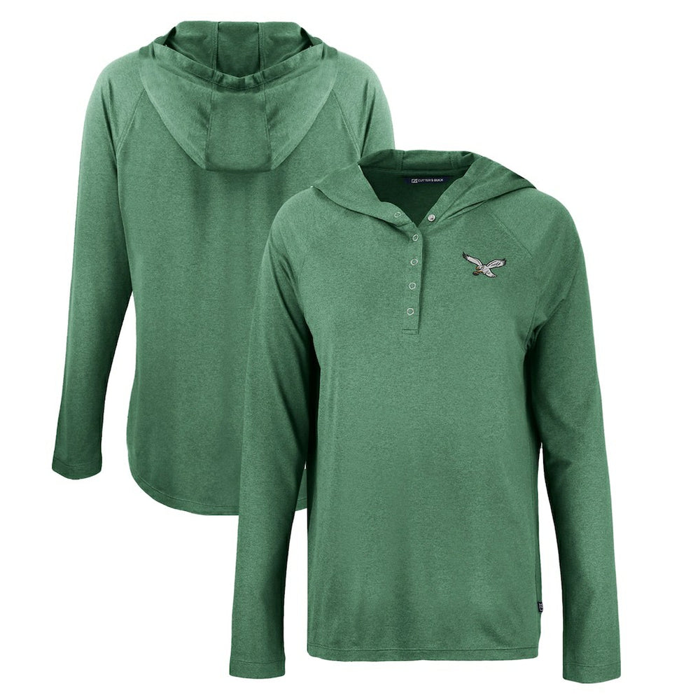 Philadelphia Eagles Cutter & Buck Women's Historic Coastline Epic Comfort Eco Recycled Raglan Pullover Hoodie Hunter Green
