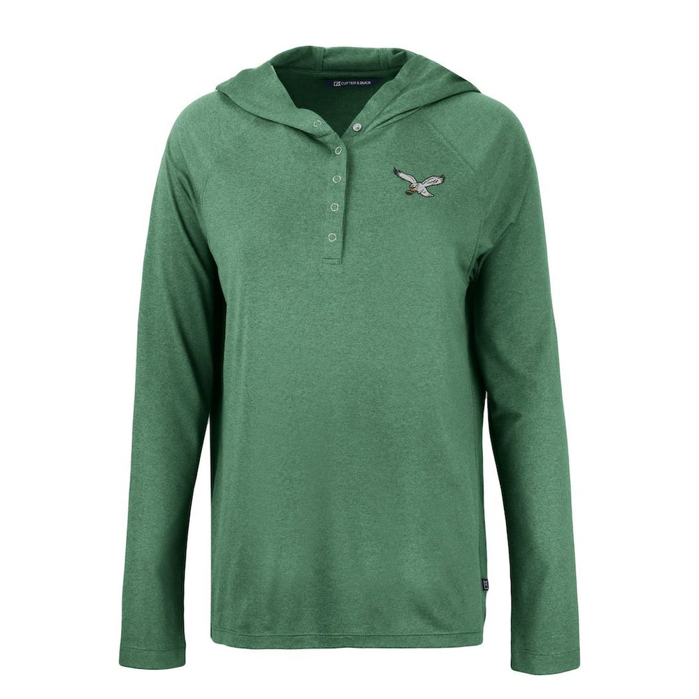 Philadelphia Eagles Cutter & Buck Women's Historic Coastline Epic Comfort Eco Recycled Raglan Pullover Hoodie Hunter Green